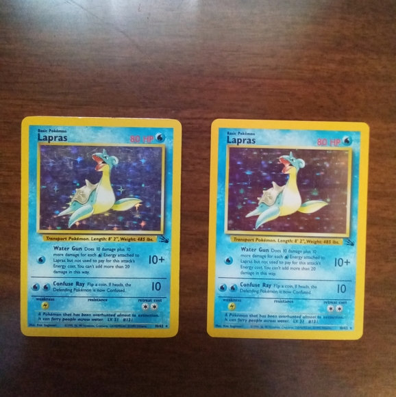 1999 lapras pokemon card value 1999 POKEMON FOSSIL LAPRAS - HOLO 1ST EDITION
